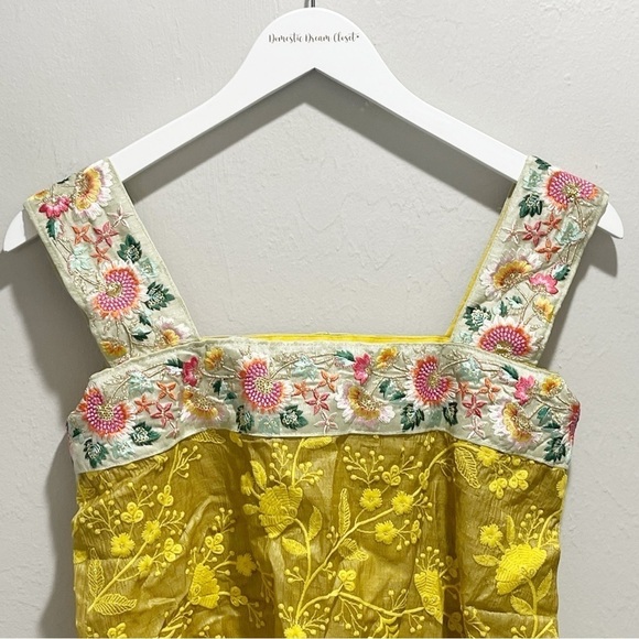 Gold Multicolor Sequin Gold Trim Ethnic Tank Top Tunic Embroidered Size XS - Picture 2 of 4